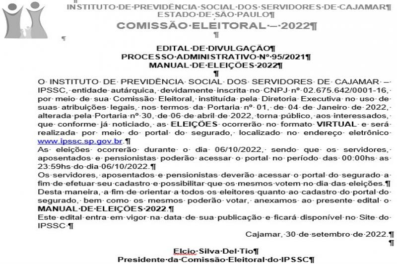 Edital de Divulgação (Manual de Eleições 2022)